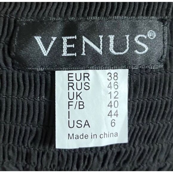 Venus Black Strapless Pleated Midi Dress Y2K Style Womens Designer US Size 6 - Picture 6 of 7